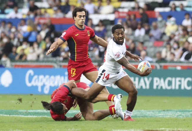 Marcus Tupuola of the USA in action against Spain on day 1. Photo: K.Y. Cheng