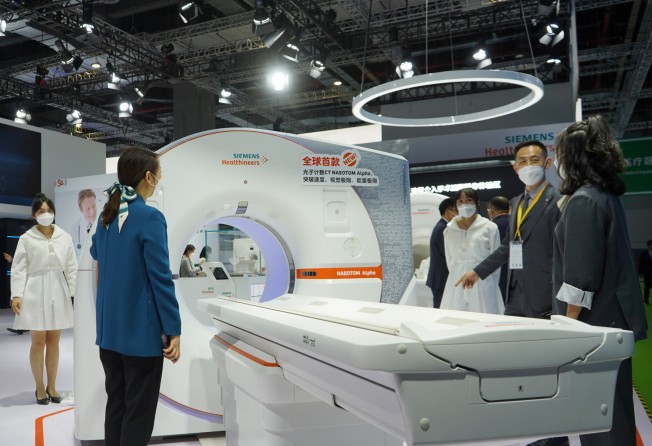 A CT scanner from Siemens is displayed at the medical equipment and health care products exhibition area of the 5th CIIE in Shanghai in November 2022. Photo: Xinhua