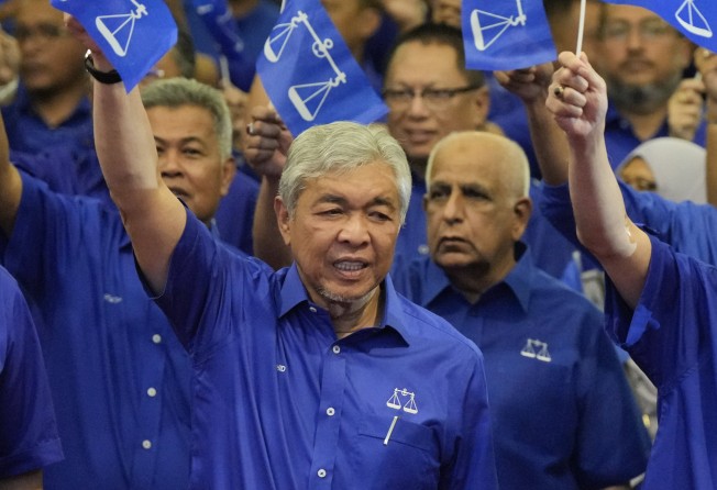 Ahmad Zahid Hamidi (centre), president of Umno and the Barisan National coalition, called the 2018 election result an ‘experiment’ gone awry. Photo: AP