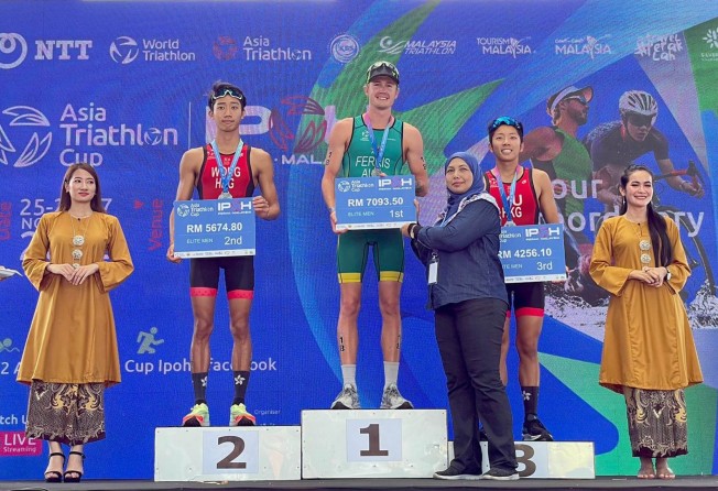 Wong Tsz-to (left) and Yu Shing-him (right) on the podium at the Asia Cup in Malaysia. Photo: Handout
