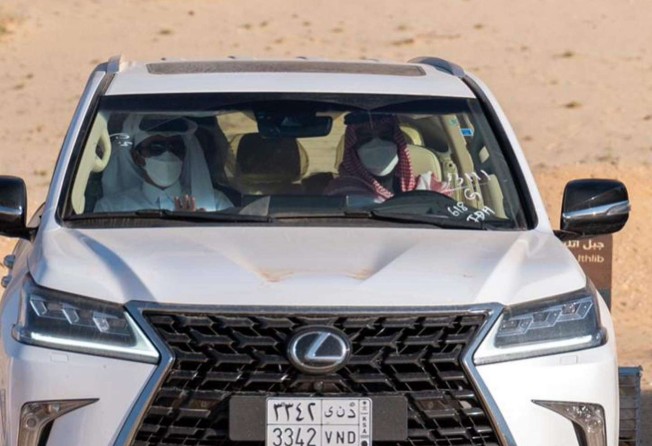 Emir of Qatar Sheikh Tamim bin Hamad al-Thani in a Toyota Land Cruiser. Photo: Sheikh Tamim Bin Hamad Al Thani News/Facebook