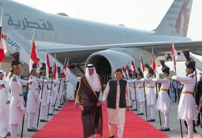 Qatar’s Emir Sheikh Tamim bin Hamad al-Thani and former Pakistani Prime Minister Imran Khan. Photo: @tamim/Instagram