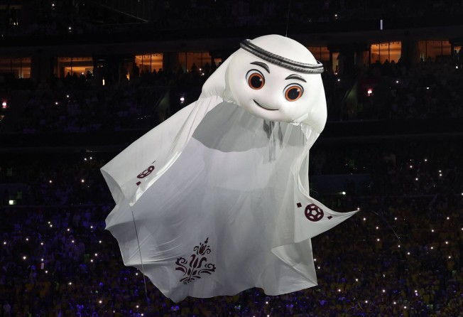 The Qatar 2022 mascot La’eeb performs during the opening ceremony of the ongoing tournament. Photo: AFP.