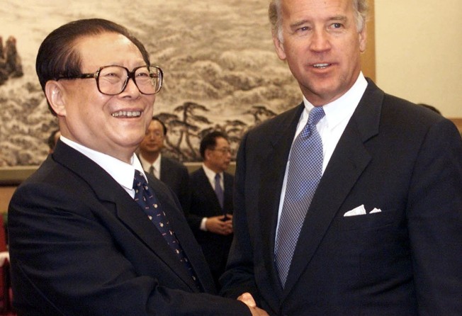 Chinese president Jiang Zemin greets then US Senator Joe Biden in Beidaihe, site of the Chinese Communist leaders’ annual summer retreat east of Beijing, on August 8, 2001. Jiang met the US congressional delegation led by Biden, who was then chairman of the Senate Foreign Relations Committee. Photo: Reuters