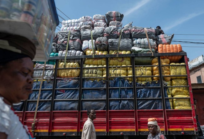 A truck in Ghana loaded with bales of second-hand clothing. Photo: Andrew Caballero-Reynolds / Bloomberg