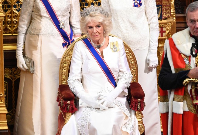 Britain’s then Camilla, Duchess of Cornwall, centre, and Lady Susan Hussey, left, attend the State Opening of Parliament in the Houses of Parliament in London in October 2019. Photo: Getty Images