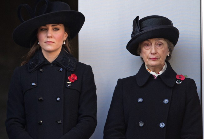 Catherine, Duchess of Cambridge, and Lady Susan Hussey attend the annual Remembrance Sunday Service at the Cenotaph, Whitehall in November 2012, in London, England. Photo: Getty Images