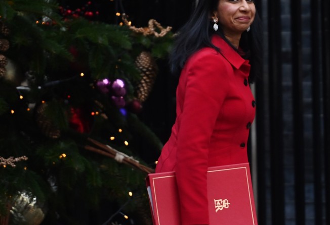 British Interior minister Suella Braverman arrives at 10 Downing Street, London for a cabinet meeting. Photo: EPA-EFE