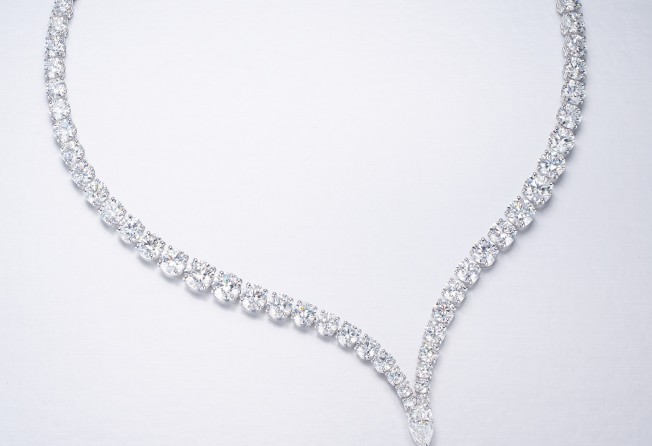 Ronald Abram 73.68-carat Snowdrop Diamond necklace.