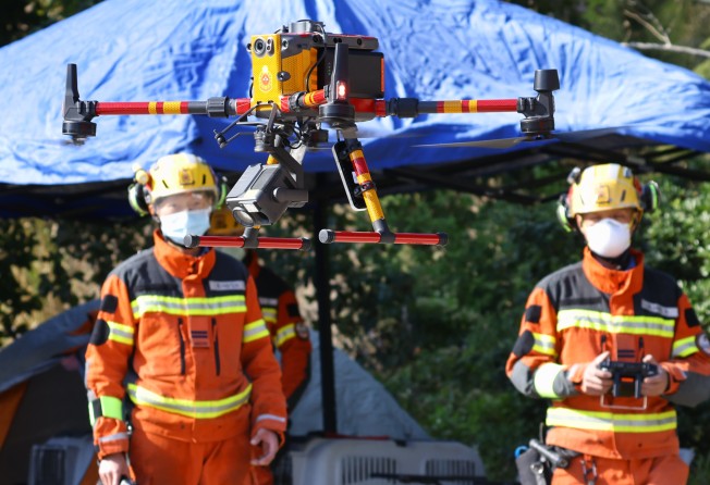 A drone that can map the terrain in 3D was deployed for the first time in an urban operation. Photo: Dickson Lee