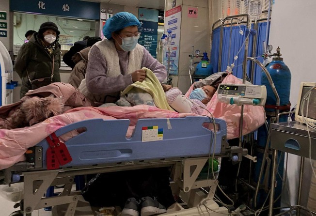 A Covid-19 patient being treated at Tianjin First Centre Hospital in Tianjin on Wednesday. Photo: AFP