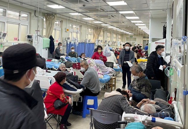 Patients lie on beds in the emergency department of a hospital, amid a Covid-19 outbreak in Shanghai, on Wednesday. Western media organisations have criticised the Chinese government for relaxing its Covid-19 restrictions too quickly. Photo: Reuters