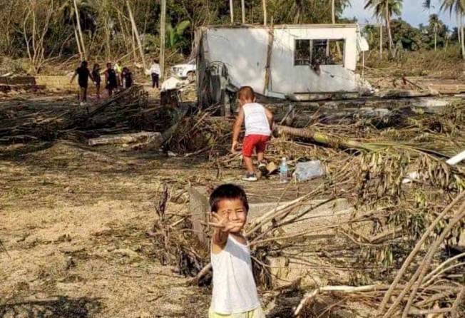 A beach resort hit by a tsunami on the outskirts of Nuku’alofa, capital of Tonga, in January 2022, following the eruption of the Hunga Tonga-Hunga Ha’apai volcano. Photo: Handout via Xinhua