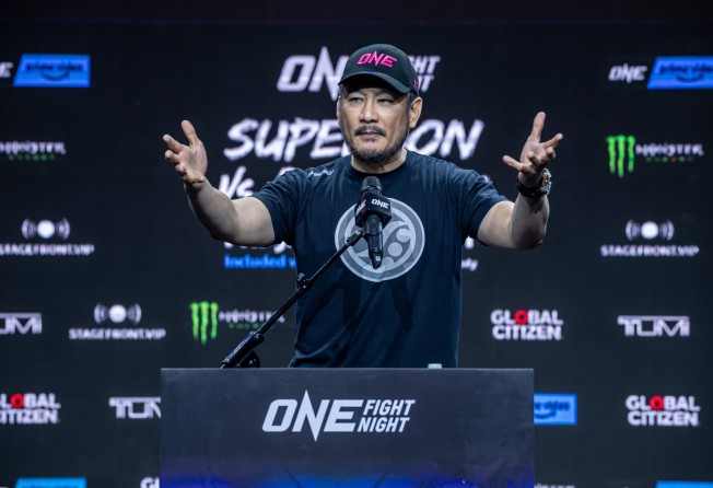 Chatri Sityodtong speaks at the ONE Fight Night 6 press conference in Bangkok.