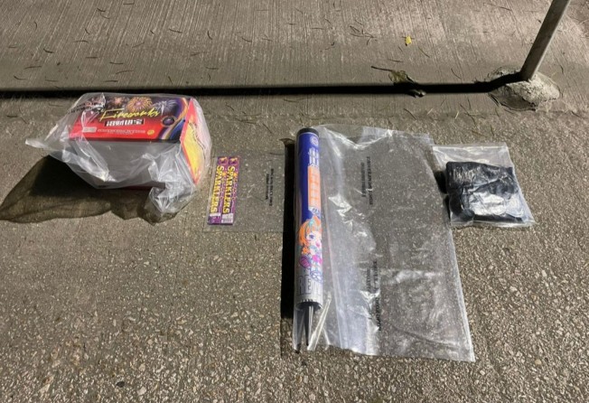 Firework seized by police in Ma On Shan. Photo: Handout
