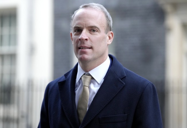 Britain’s Deputy Prime Minister Dominic Raab in London on Tuesday. Photo: AP