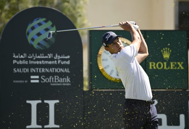 Hong Kong’s Matthew Cheung tees off on the 11th hole during the second round of the PIF Saudi International. Photo: Asian Tour.