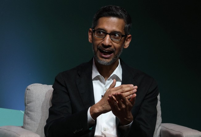 Alphabet CEO Sundar Pichai speaks during an event at Stanford University, California, on April 3, 2024. Photo: Getty Images via AFP