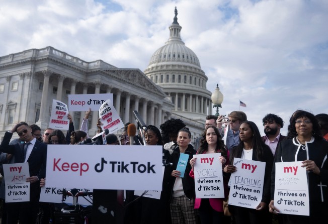People opposed to a TikTok ban gathered in Washington in March. Photo: AFP/Getty Images/TNS
