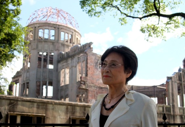 Atomic bomb survivor Bun Hashizume near the Dome in the Hiroshima Peace Memorial Park. Photo: Kikkawa Hikaru