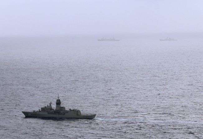 An Australian ship shadows the Chinese vessels in the Tasman Sea on February 13. Photo: Australian Defence Force via AP