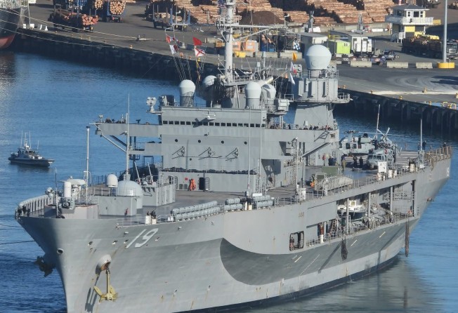 The USS Blue Ridge in Wellington, New Zealand, on Wednesday. Photo: Facebook/Ship Spotters New Zealand