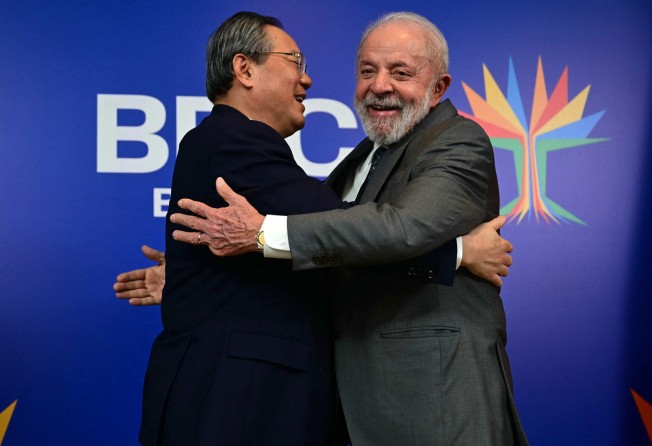 Chinese Premier Li Qiang and Brazilian President Luiz Inacio Lula da Silva after a meeting ahead of the Brics summit in Rio de Janeiro on July 5. Trade between the two countries grew in the first half of 2025, with Chinese imports growing 22 per cent. Photo: AFP