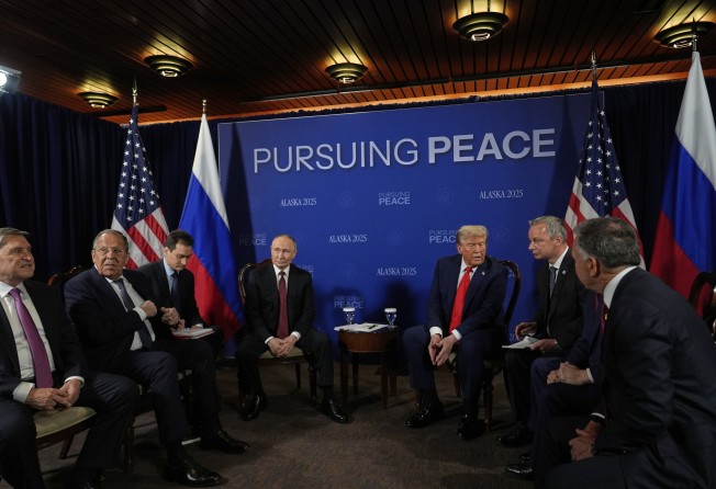 US President Donald Trump meets with Russian counterpart Vladimir Putin at Joint Base Elmendorf-Richardson in Alaska on Friday. Photo:AP