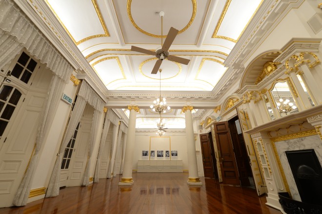 The interior of the building, like the White Hall, is richly decorated with classical architectural features.