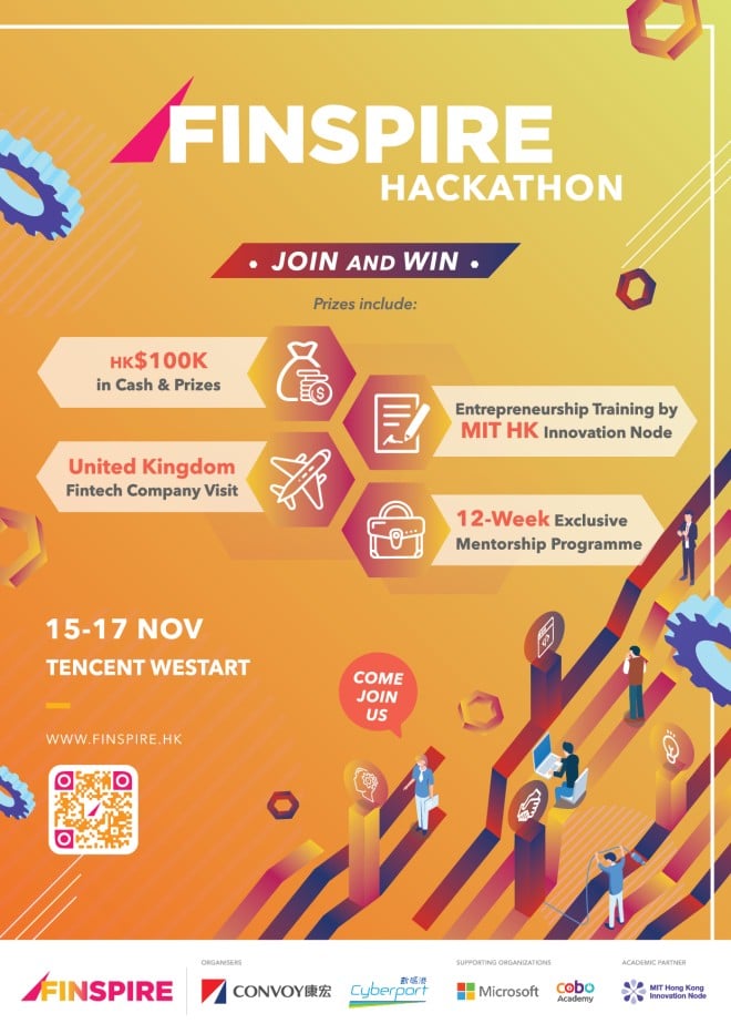 The FINSPIRE Hackathon offers fascinating prizes which include cash and gift prizes, mentorship programme by Convoy, ventures workshop by MIT HK Innovation Node and a free trip to the UK.