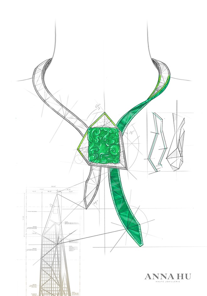 Sketch of the masterpiece inspired by the brand new supertall skyscraper 53 West 53.