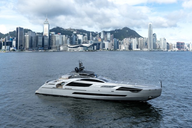 The iconic Pershing 140 (42.98 metres) which arrived in Hong Kong late last year