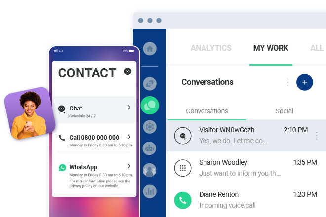 Conversations is the cloud contact centre solution that empowers agents to engage with customers across communications channels with ease.
