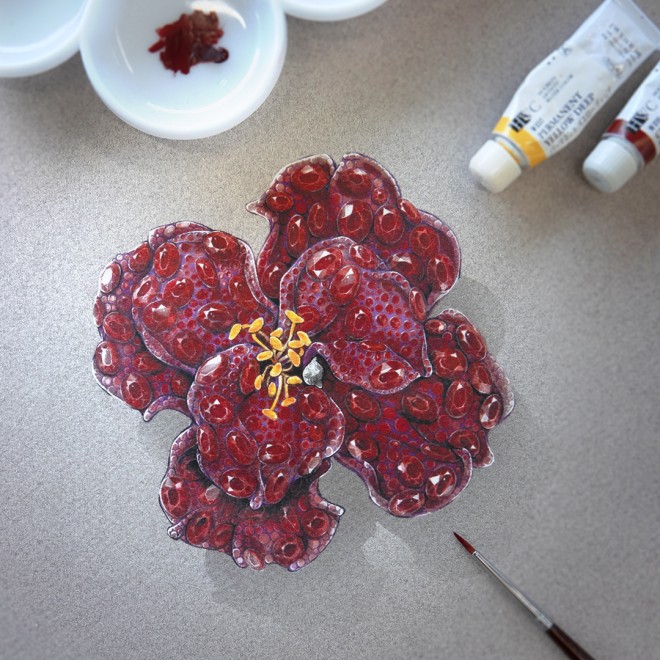 An initial sketch of the Peony Brooch.