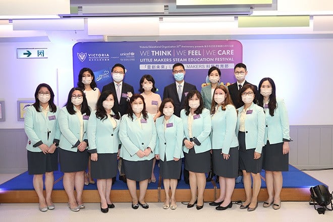 CTFEG management, VEO management and Principals from VEO campuses with Mr. Kevin Yeung Yun-hung, JP, Secretary for Education, the Government of the HKSAR.