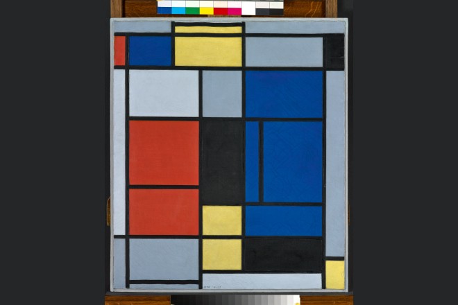 Piet Mondrian, Tableau No. I, 1921-1925, oil on canvas. Fondation Beyeler, Riehen/Basel, Sammlung Beyeler. Photo: Robert Bayer. ©2020Mondrian/Holtzman Trust.