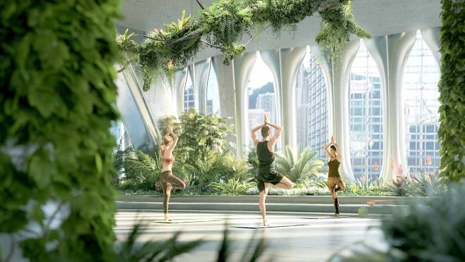 Tenants and their employees can take care of their wellness while pursuing their sustainability goals at The Henderson. (Rendering by Cosmoscube)