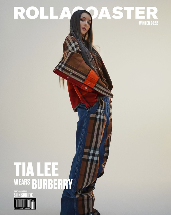 Tia appeared on the cover of Rollacoaster magazine modelling the latest collection from Burberry