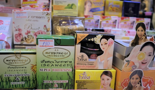 Skin whitening products on sale in Bangkok.