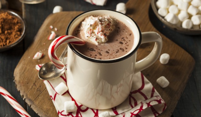 Hot chocolate is perfect for a cold winter day or party.
