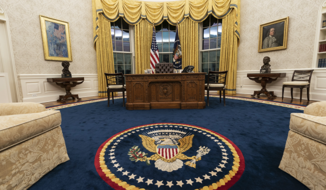 The Oval Office of the White House has been redecorated. Photo: AP