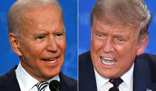 Former US vice-president Joe Biden and US President Donald Trump. Photo: AFP
