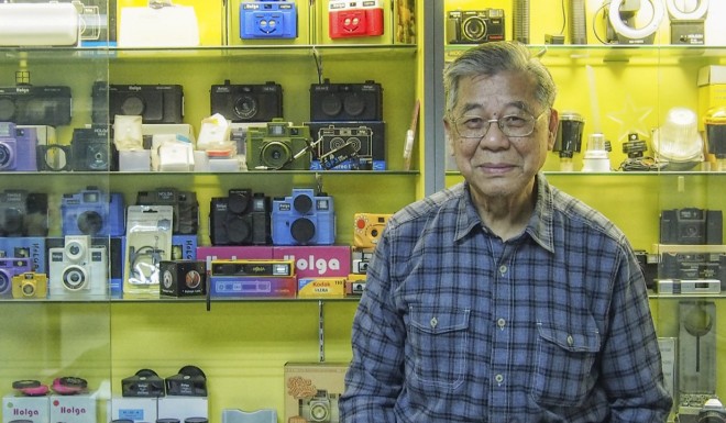 Lee Ting-mo, inventor of the Holga camera, at his office in Hong Kong. Picture: Manami Okazaki