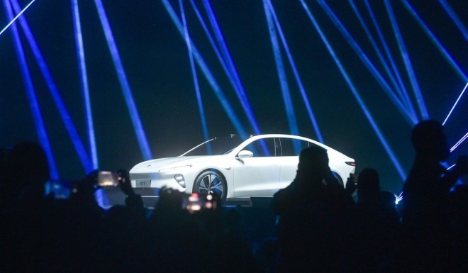 The launch of the NIO ET7 model in Chengdu, in China’s southwest Sichuan province. Photo: AFP