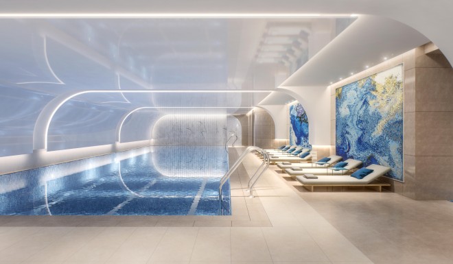 The indoor pool at The Jewel, the Grand Victoria development’s clubhouse, which will also comprise two gyms, two outdoor pools, a yoga room, indoor sports court and children’s play area.