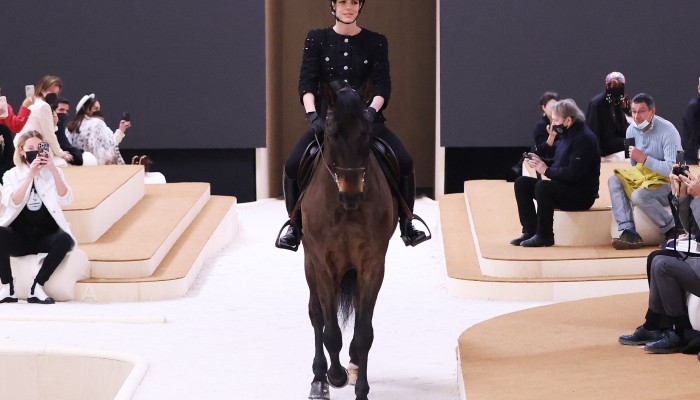Chanel unveils the spring/summer 2022 couture show by Virginie Viard, as Princess  Grace Kelly's granddaughter Charlotte Casiraghi made a surprise horseback  entrance