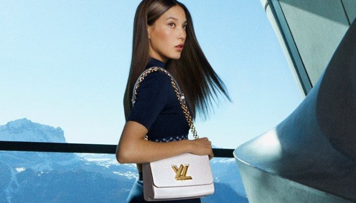Eileen Gu with the Louis Vuitton Twist Bag for Winter 2021 Campaign