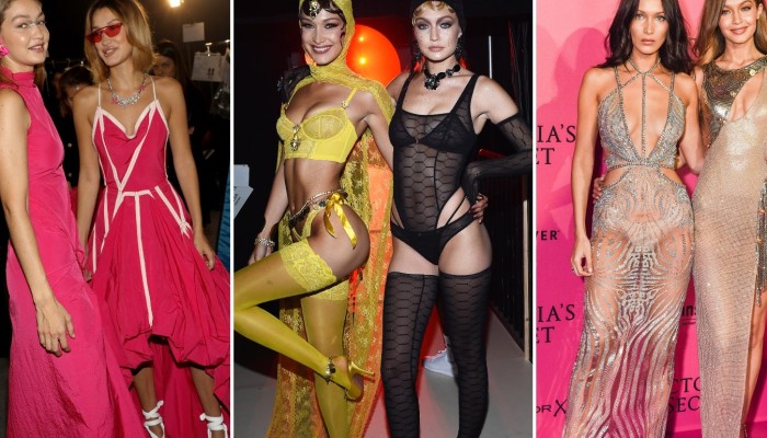 Gigi and Bella Hadid's 10 best matching fashion looks: the supermodel  sisters stunned in Versace dresses, gothic Fenty X Puma by Rihanna looks  and Victoria's Secret lingerie …