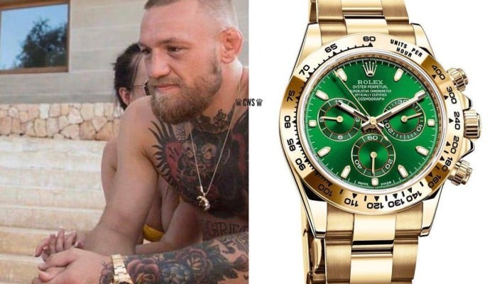 The Rolex Daytona green dial watch is worn by Drake Conor