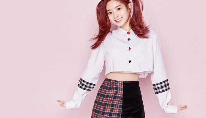 dahyun red dress Dahyun with this spicy red outfit plus her serious mode: on. #DAHYUN #